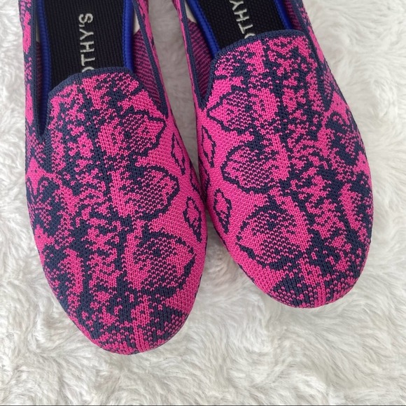 {Rothy’s} Retired Fuchsia/Navy Snake Print Knit Loafers, Size 6, Like New - Picture 6 of 11